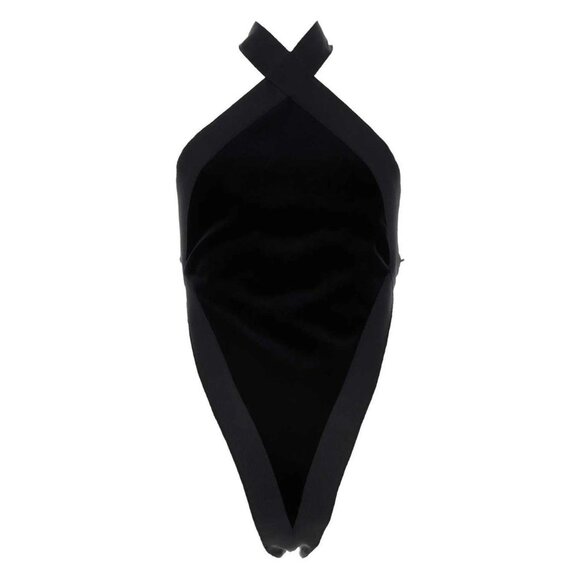 Saint Laurent Crossneck Bodysuit Top in Noir Small Womens Sleevless Top - Picture 10 of 16